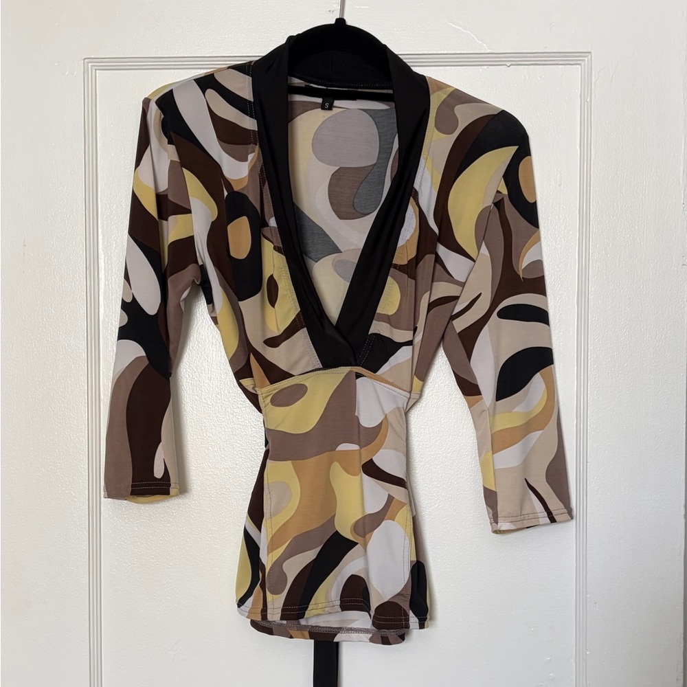 BCBGMaxAzria Multicolor Abstract Top